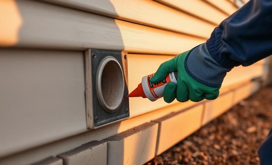 Sealing a rodent entry point on a home's exterior